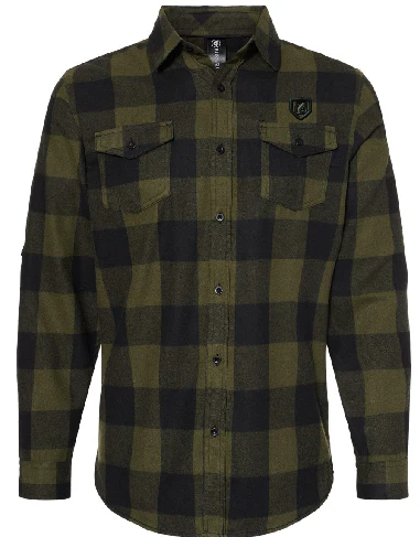 Bowler Badge Army Green Burnside Men's Plaid Flannel Shirt Badge